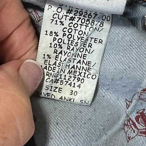 True Religion Distressed Skinny  Blue Jeans Flap Pockets Frayed Raw Hem Sz 30 - Picture 13 of 16